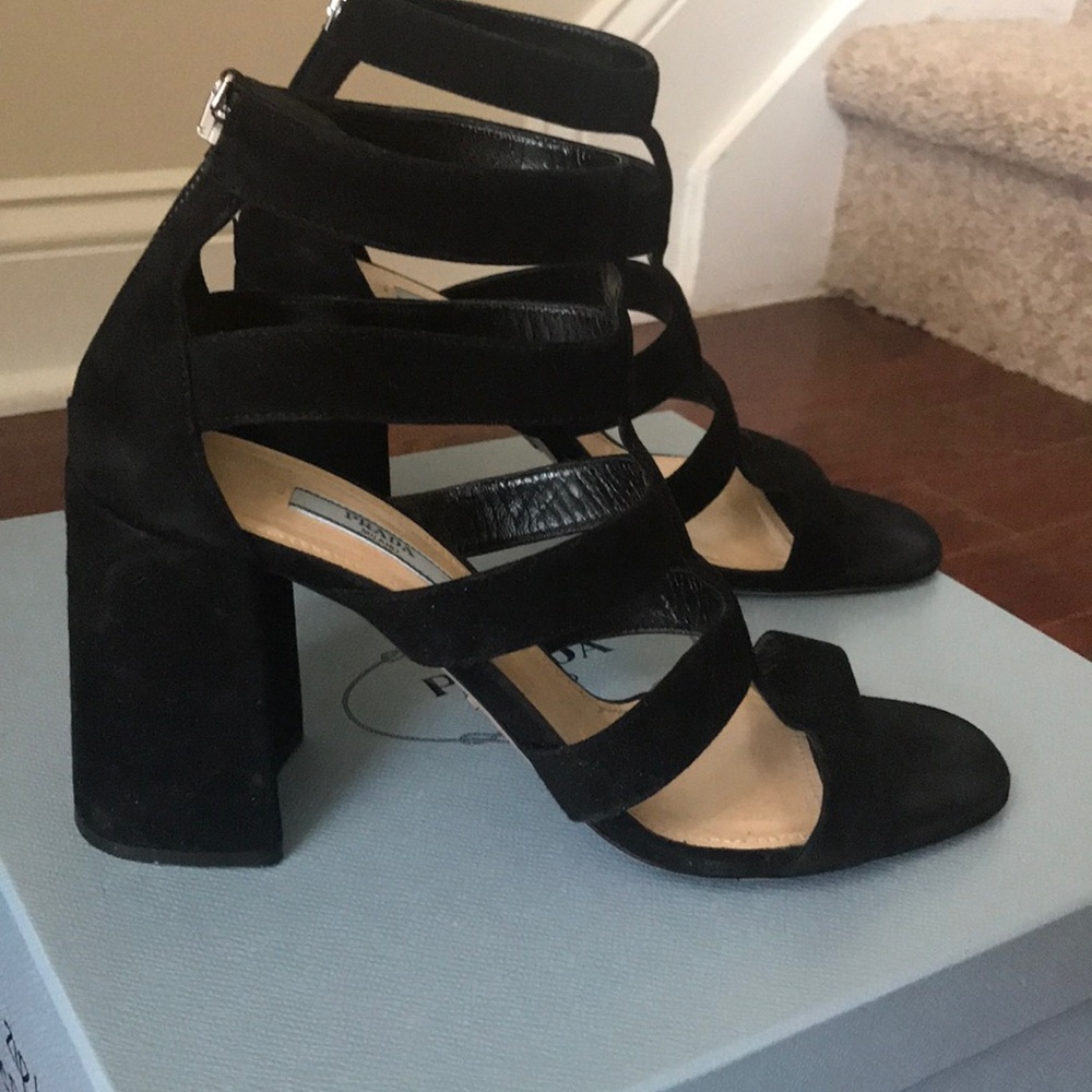Prada block heel cage sandal